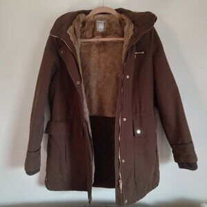 FINAL SALE Zara TRAFALUC Brown Fur Lined Winter Parka Jacket
